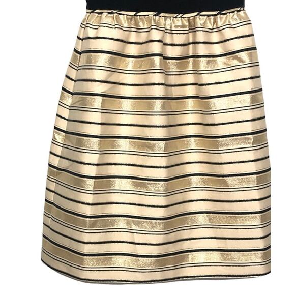 J. Crew Dress Black Metallic Gold Stripe Skirt Nwt Fit Flare - Picture 4 of 8